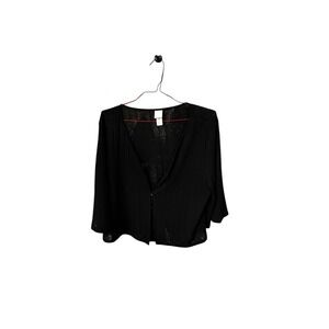 Black Cardigan Top Lightweight Button Down Cover Up Sheer Size L‎